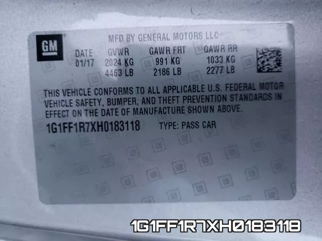 1G1FF1R7XH0183118 фото 2