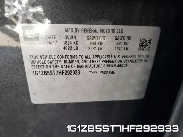 1G1ZB5ST7HF292933 фото 2