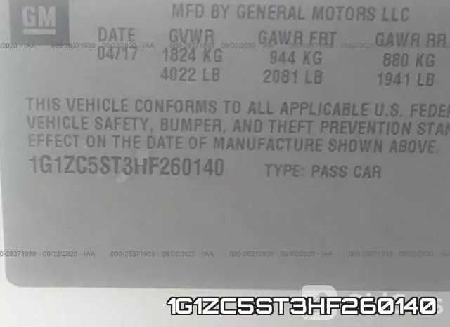 1G1ZC5ST3HF260140 фото 10