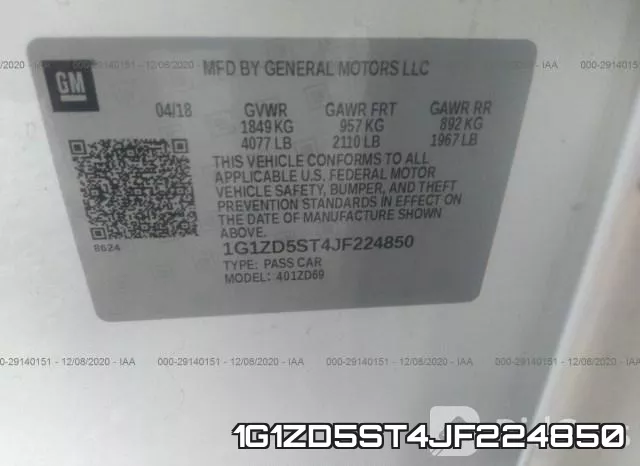1G1ZD5ST4JF224850 фото 9