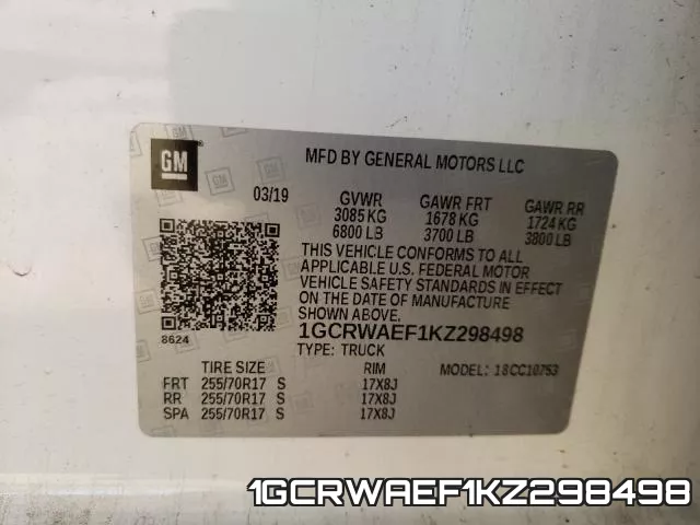 1GCRWAEF1KZ298498 фото 2
