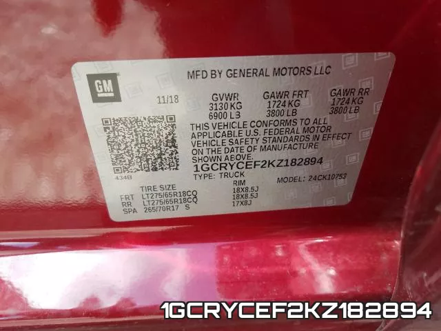 1GCRYCEF2KZ182894 фото 2