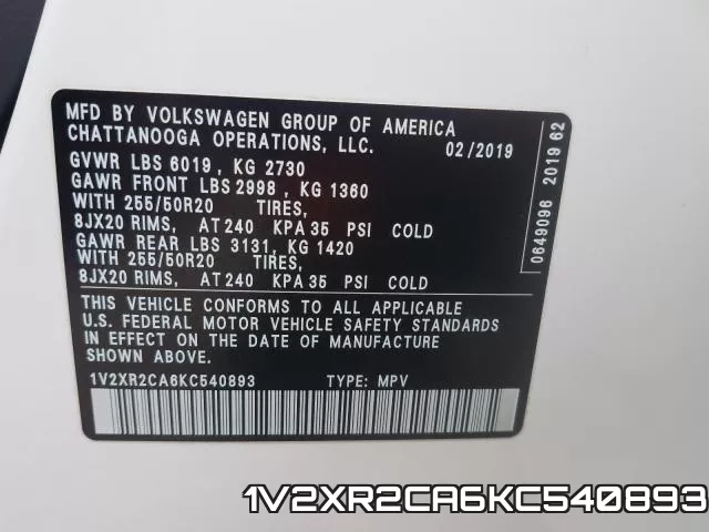 1V2XR2CA6KC540893 фото 2
