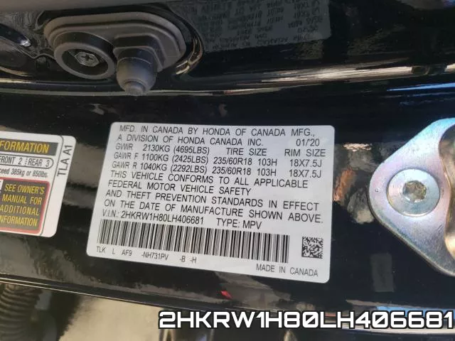 2HKRW1H80LH406681 фото 2