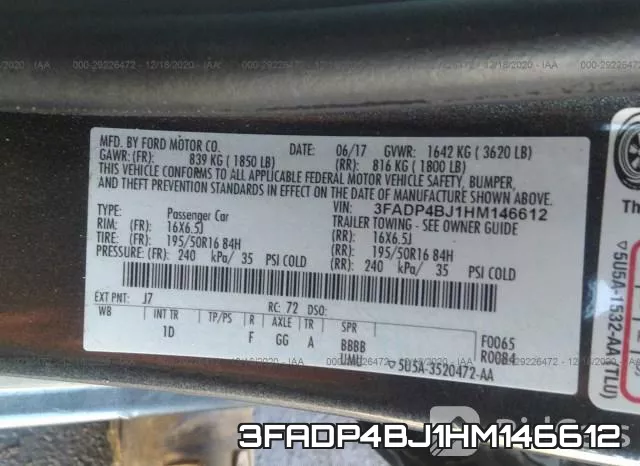 3FADP4BJ1HM146612 фото 8