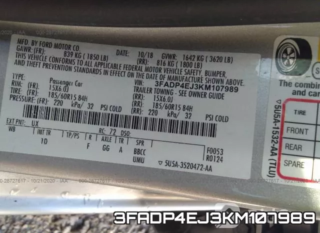 3FADP4EJ3KM107989 фото 9