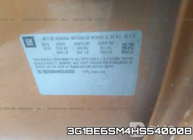 3G1BE6SM4HS540008 фото 9