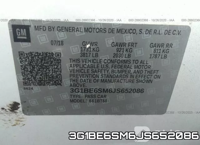 3G1BE6SM6JS652086 фото 8