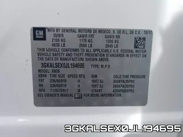 3GKALSEX0JL194695 фото 2