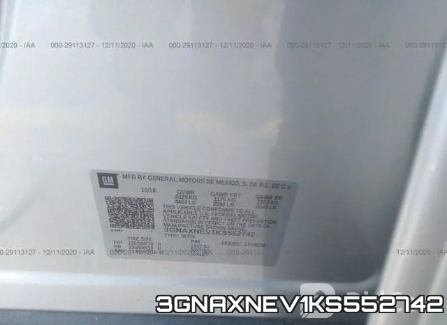 3GNAXNEV1KS552742 фото 9