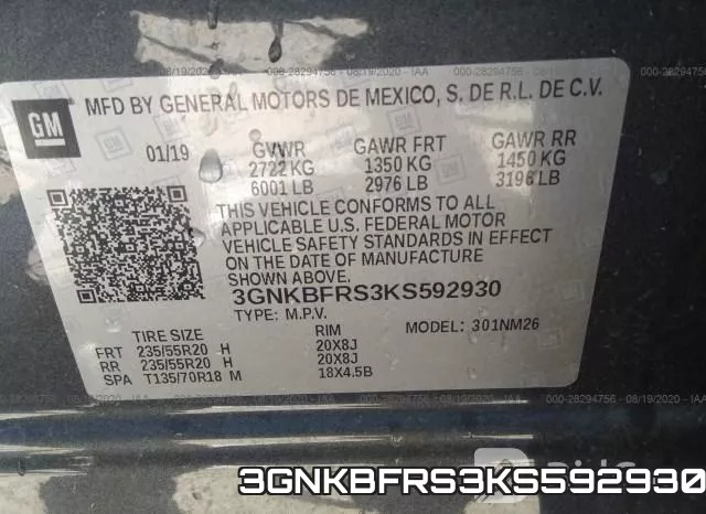 3GNKBFRS3KS592930 фото 10