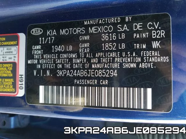 3KPA24AB6JE085294 фото 2