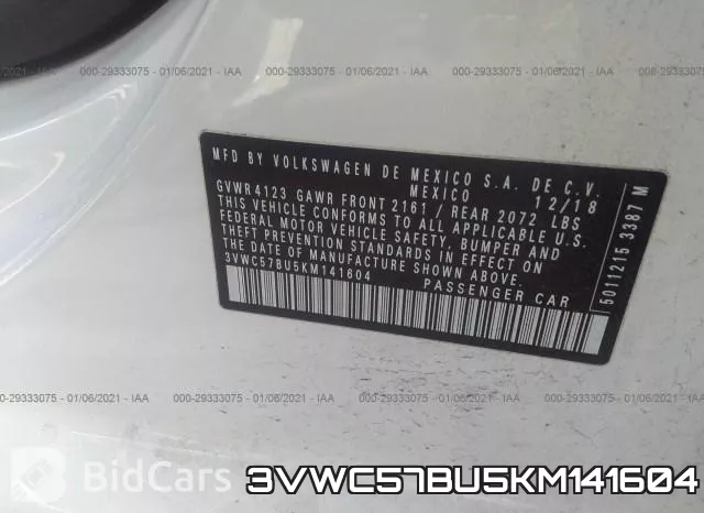 3VWC57BU5KM141604 фото 9