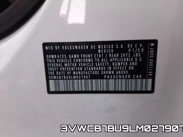 3VWCB7BU9LM027907 фото 2