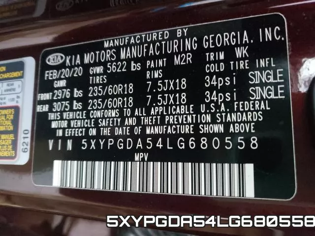 5XYPGDA54LG680558 фото 2