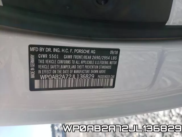 WP0AB2A72JL136829 фото 2