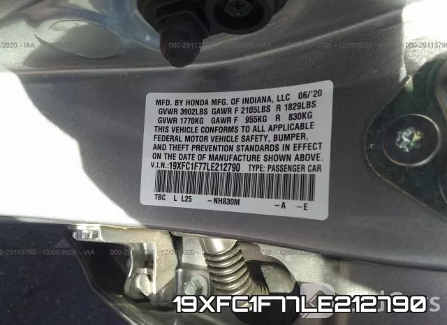 19XFC1F77LE212790 фото 8