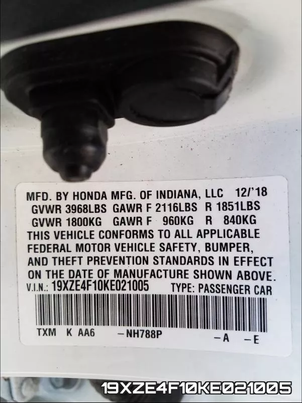 19XZE4F10KE021005 фото 2