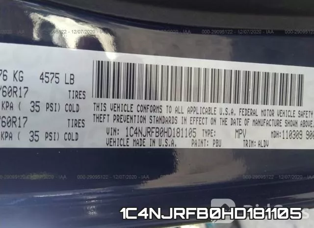 1C4NJRFB0HD181105 фото 10