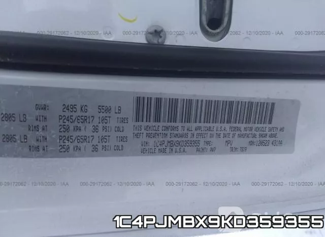 1C4PJMBX9KD359355 фото 10