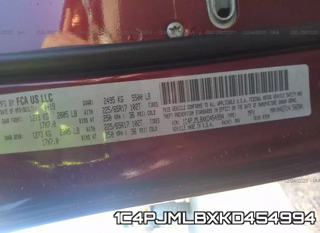 1C4PJMLBXKD454994 фото 10