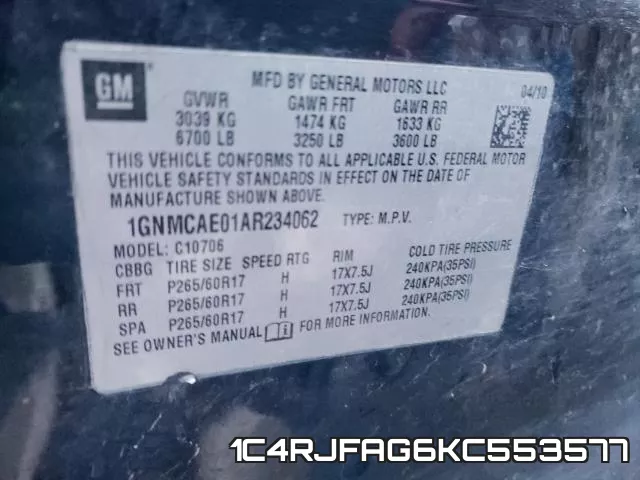 1C4RJFAG6KC553577 фото 2