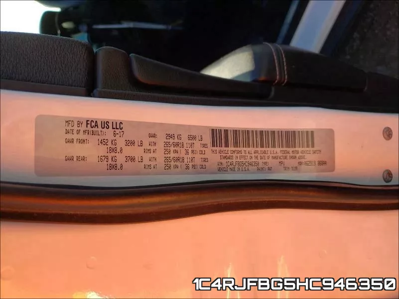 1C4RJFBG5HC946350 фото 2