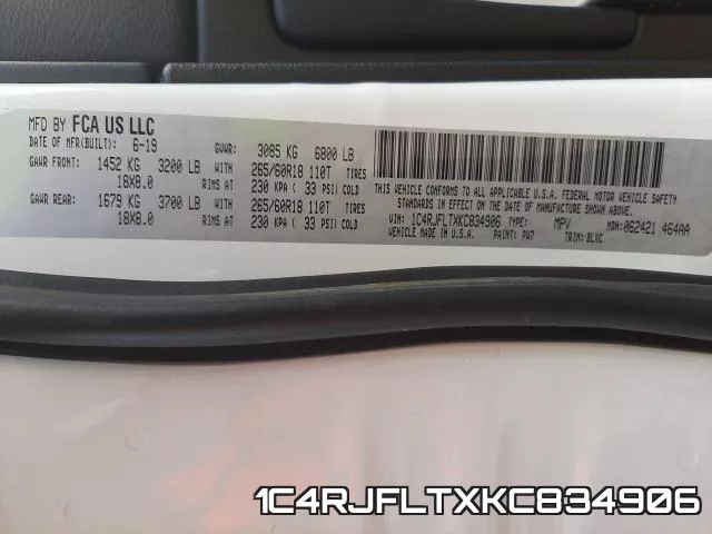1C4RJFLTXKC834906 фото 2