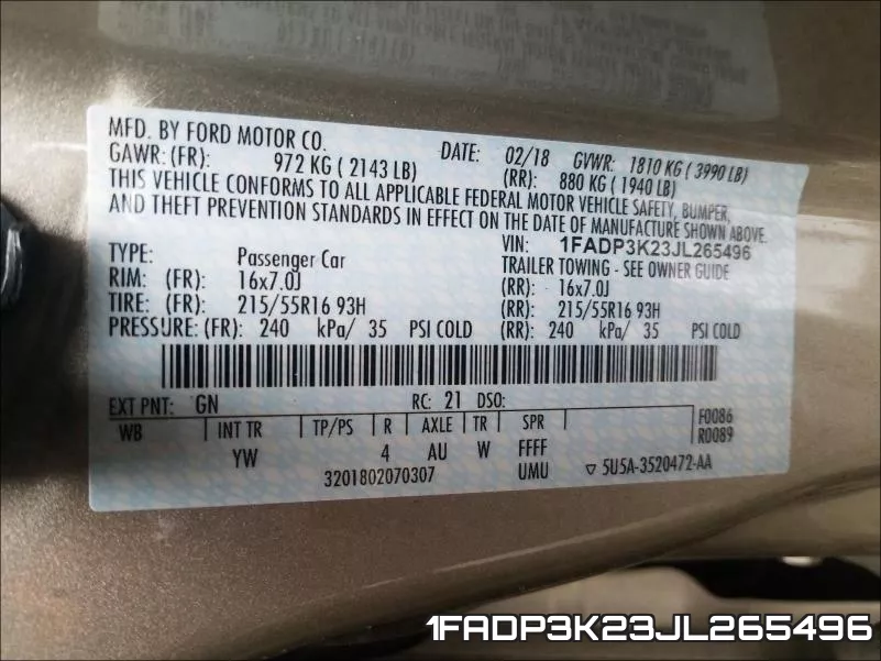 1FADP3K23JL265496 фото 2
