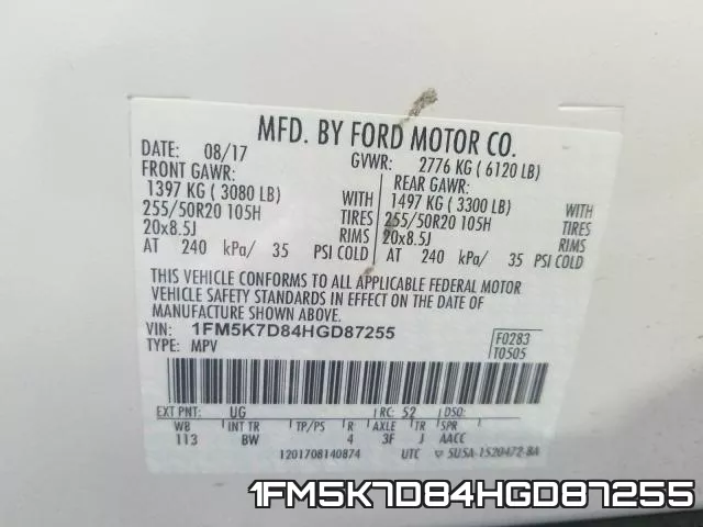1FM5K7D84HGD87255 фото 2