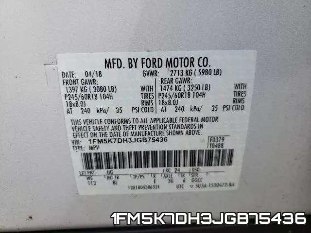 1FM5K7DH3JGB75436 фото 2