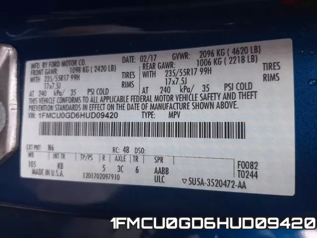 1FMCU0GD6HUD09420 фото 2
