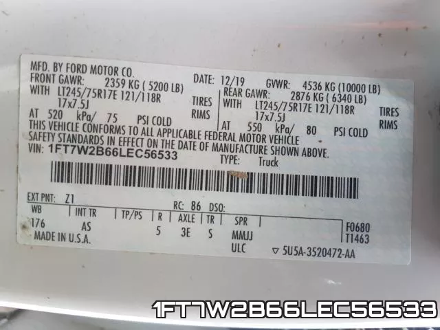 1FT7W2B66LEC56533 фото 2