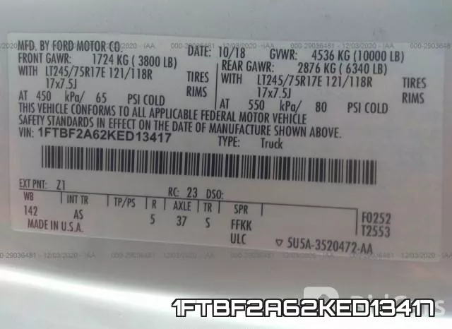 1FTBF2A62KED13417 фото 9