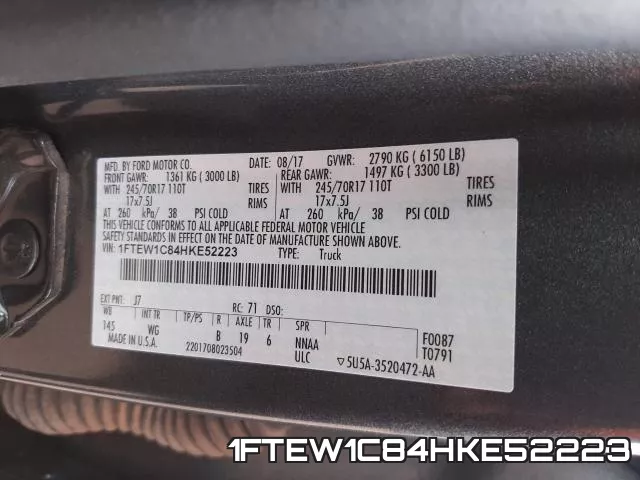 1FTEW1C84HKE52223 фото 2