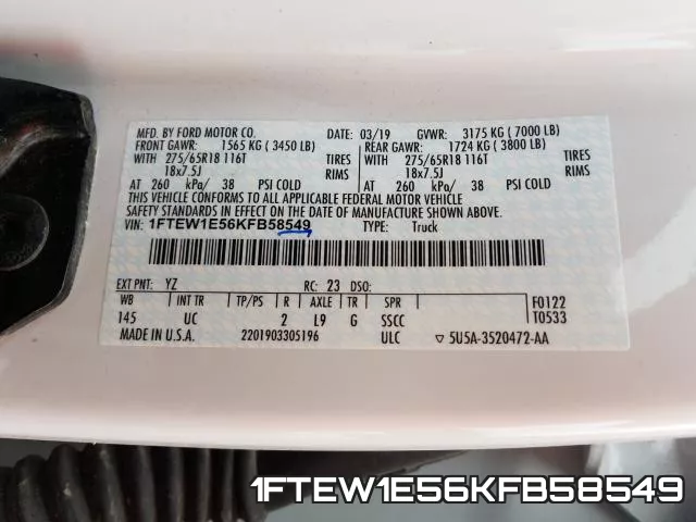 1FTEW1E56KFB58549 фото 2