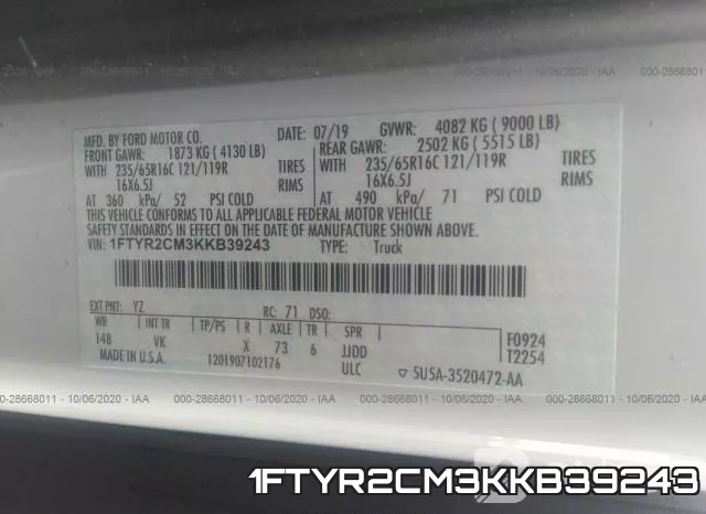 1FTYR2CM3KKB39243 фото 9