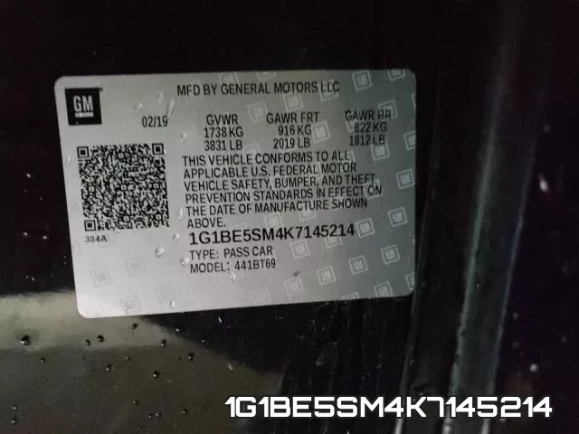 1G1BE5SM4K7145214 фото 2