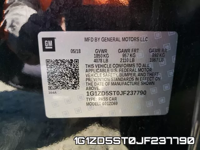 1G1ZD5ST0JF237790 фото 2