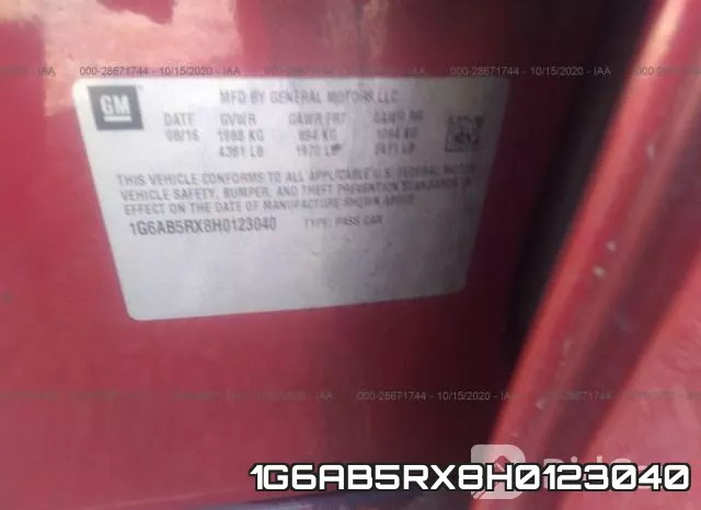 1G6AB5RX8H0123040 фото 8
