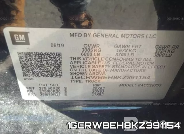 1GCRWBEH8KZ391154 фото 10