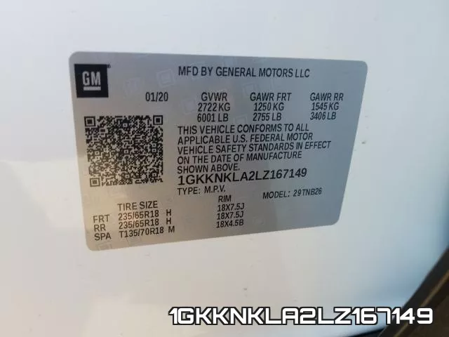 1GKKNKLA2LZ167149 фото 2