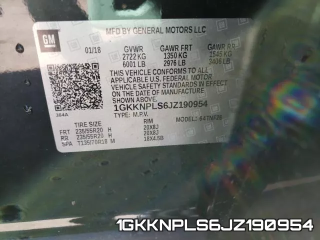 1GKKNPLS6JZ190954 фото 2