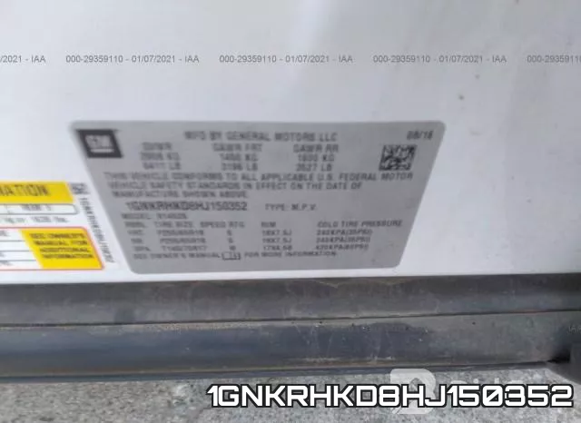 1GNKRHKD8HJ150352 фото 8