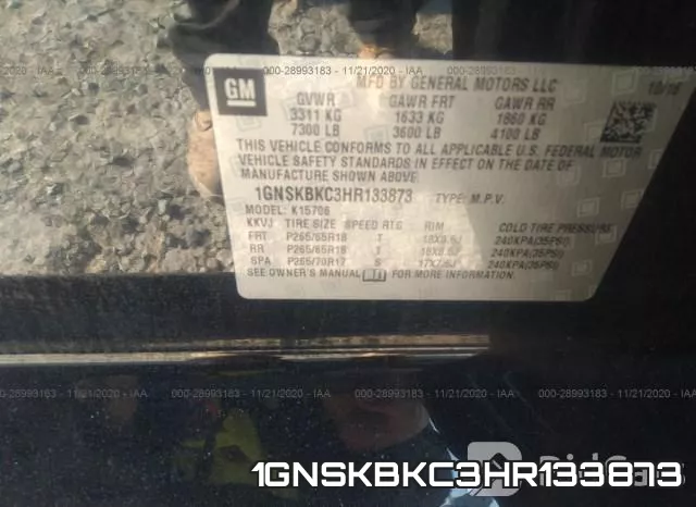 1GNSKBKC3HR133873 фото 10