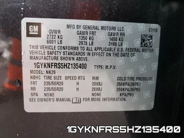 1GYKNFRS5HZ135400 фото 2