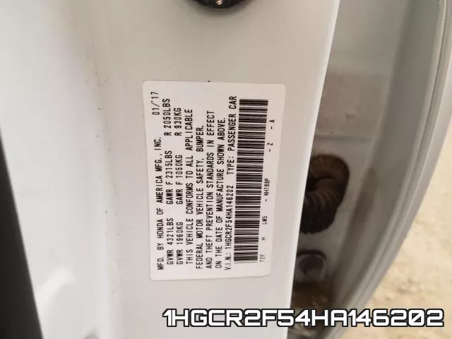 1HGCR2F54HA146202 фото 2