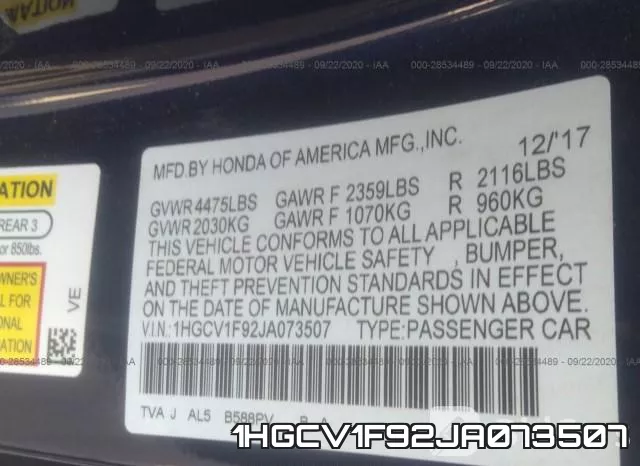 1HGCV1F92JA073507 фото 10