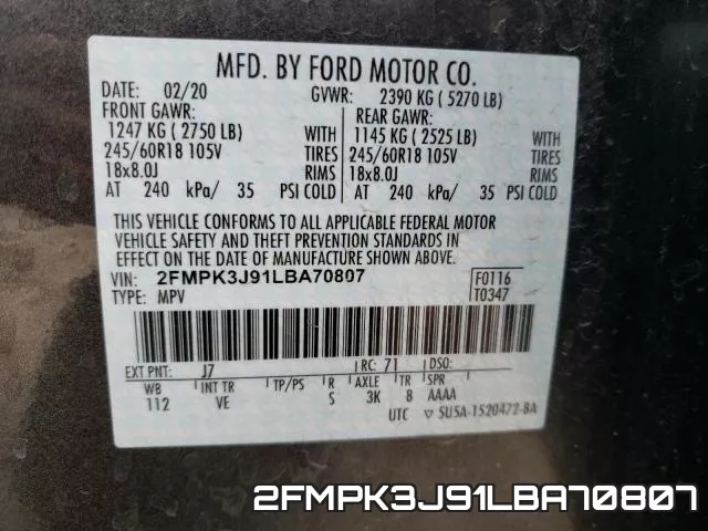 2FMPK3J91LBA70807 фото 2