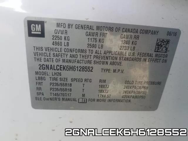 2GNALCEK6H6128552 фото 2
